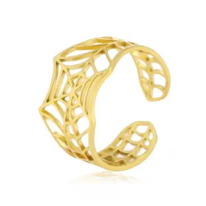 Stainless Steel Web Ring with Gold Plating 15 S3ee6bfccfe2d47d5b8518ac3250ad457C