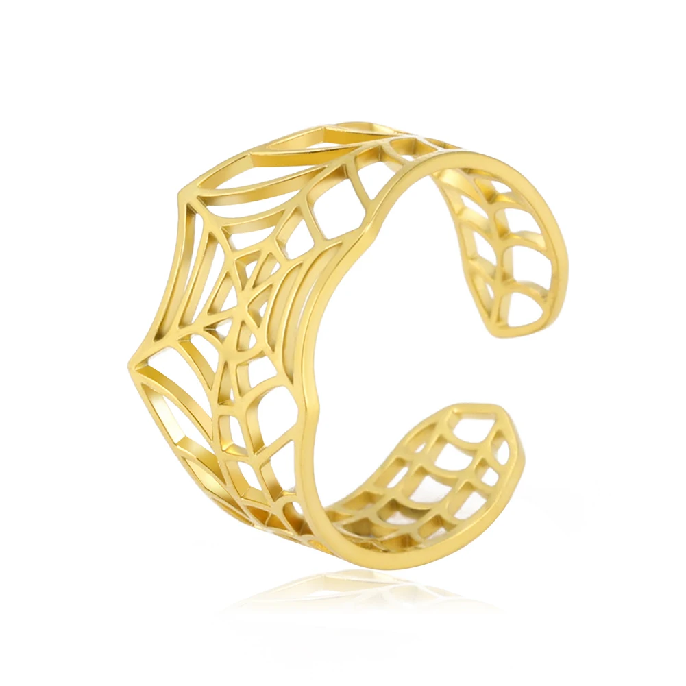 Stainless Steel Web Ring with Gold Plating 8 Stainless Steel Web Ring with Gold Plating - Image 8