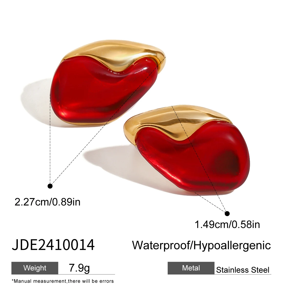Stainless Steel Red Water Drop Earrings 7 Stainless Steel Red Water Drop Earrings - Image 7
