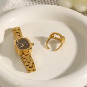 Stainless Steel Gold Women’s Adjustable Ring 10 S3f076db4b9ba4835ac315dabff08da25z