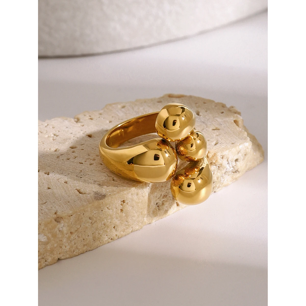 Gold Stainless Steel Open Ring for Women 5 Gold Stainless Steel Open Ring for Women - Image 5