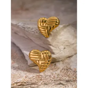 Gold Heart Earrings - Stainless Steel Jewelry 9 S3f1eaa577c894bb290eead5a67c6c834U
