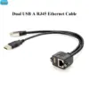Dual USB 2.0 & Ethernet Extension Cable 0.3m