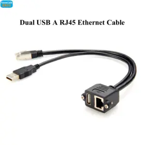 Dual USB 2.0 & Ethernet Extension Cable 0.3m