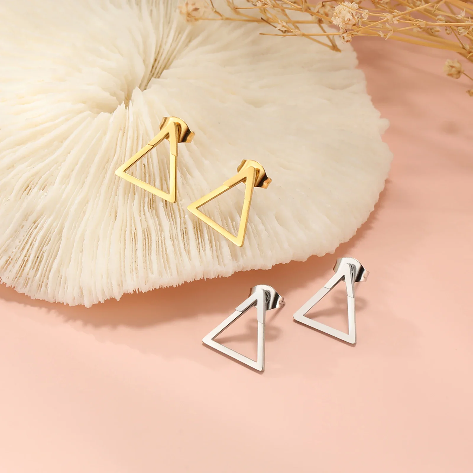 Geometric Gold Stainless Steel Earrings for Women 5 Geometric Gold Stainless Steel Earrings for Women - Image 5