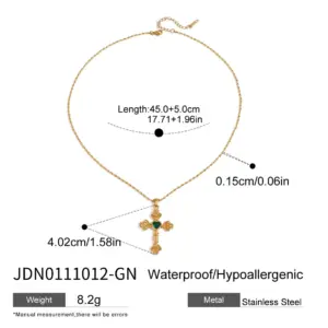 Elegant Stainless Steel Rose Cross Necklace Set 14 S3f395a639f6f40b79cea60d837e9808cT