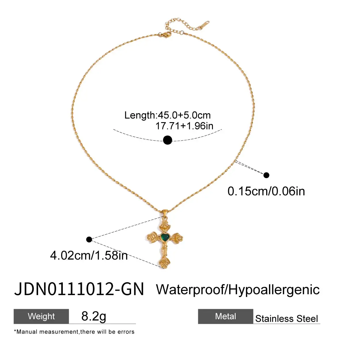 Elegant Stainless Steel Rose Cross Necklace Set 7 Elegant Stainless Steel Rose Cross Necklace Set - Image 7