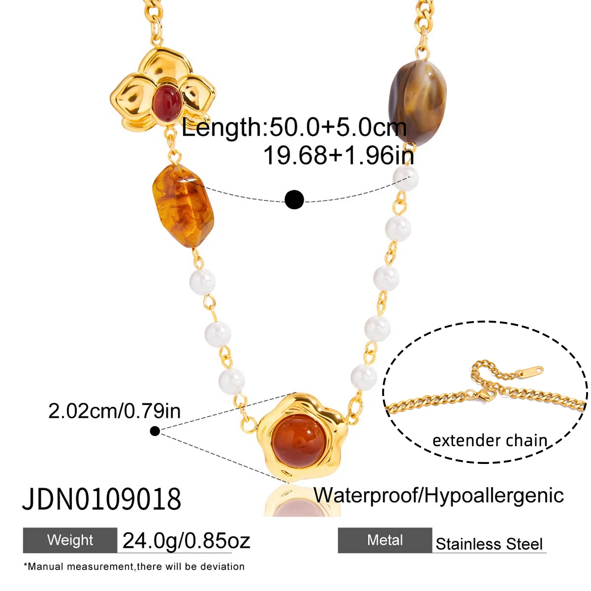 Vintage Stainless Steel Necklace with Floral Pendant 7 Vintage Stainless Steel Necklace with Floral Pendant - Image 7