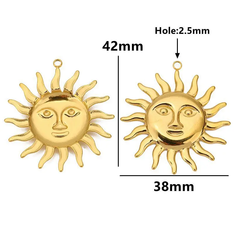 Stainless Steel Sun Pendant 38mm Brightening Jewelry 3 Stainless Steel Sun Pendant 38mm Brightening Jewelry - Image 3