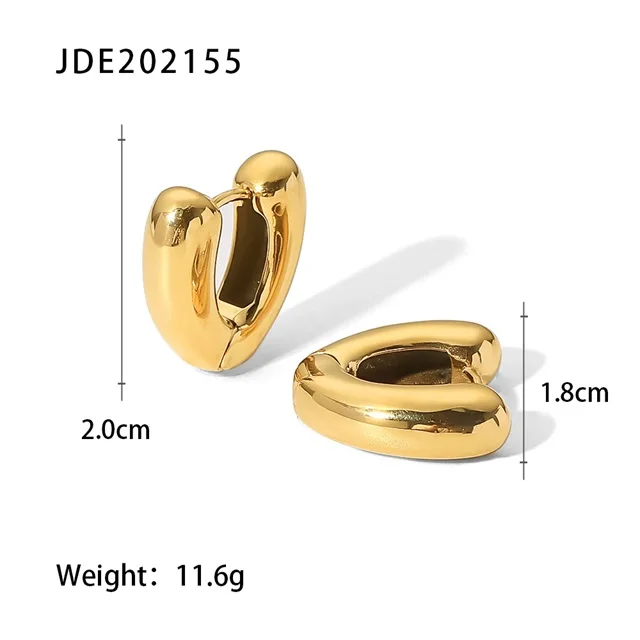 Heart-Shaped Gold Stainless Steel Hoop Earrings 7 Heart-Shaped Gold Stainless Steel Hoop Earrings - Image 7