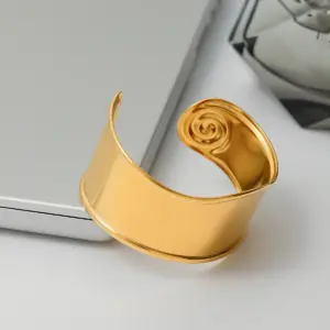 Stainless Steel Gold Wide Cuff Bracelet for Women 12 S3fa7f2d1b4224b01bc2e466b1d91a3fbz
