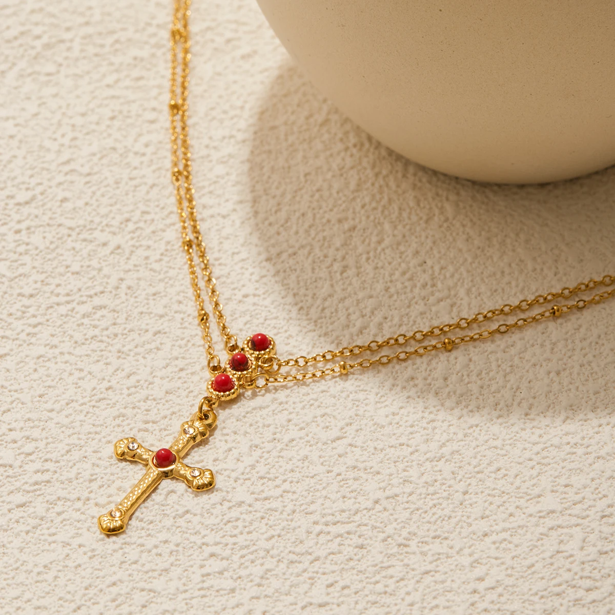 Elegant Gold Stainless Steel Cross Necklace 5 Elegant Gold Stainless Steel Cross Necklace - Image 5