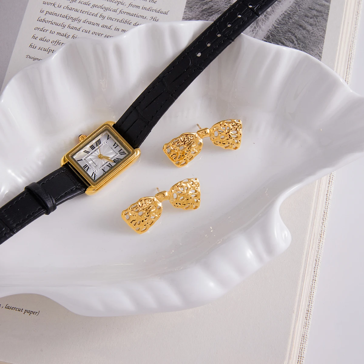 Stainless Steel Lace Bowknot Earrings 4 Stainless Steel Lace Bowknot Earrings - Image 4