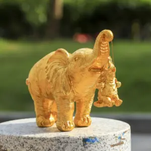 Gold and Silver Mother Elephant Figurine 10 S401c592bf10346218f66bcde0a085573Z