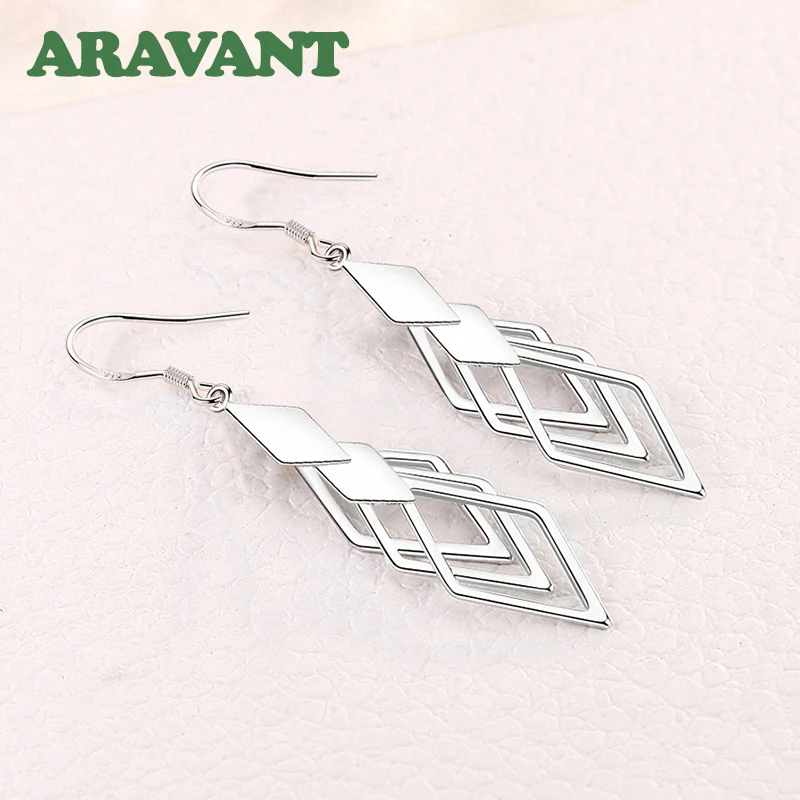 Geometric Sterling Silver Drop Earrings 3 Geometric Sterling Silver Drop Earrings - Image 3
