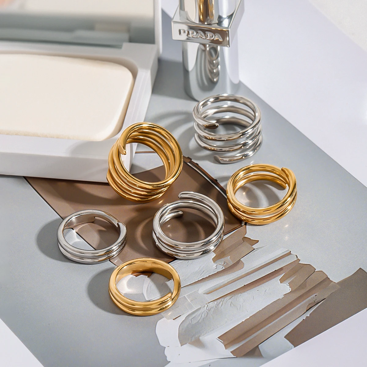 Minimalist Stainless Steel Gold Ring Set 4 Minimalist Stainless Steel Gold Ring Set - Image 4