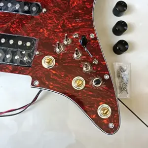 Red & Black Strat Pickguard with Custom Electronics 10 S4067fe661ae54f18883a695649462381F