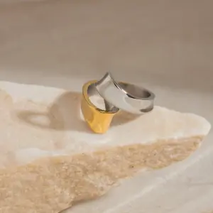 Two-Tone Geometric Stainless Steel Unisex Ring 8 S40784068b6cc42ecbd580d6d29efb1b1D