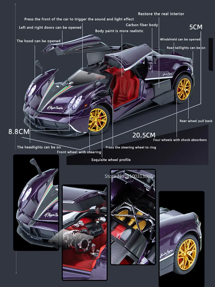 Pagani Huayra Zonda HP 1:24 Diecast Model 2 Pagani Huayra Zonda HP 1:24 Diecast Model - Image 2