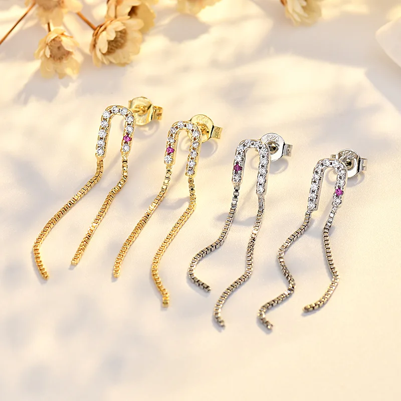 925 Silver Semi-Circular Tassel Earrings 5 925 Silver Semi-Circular Tassel Earrings - Image 5