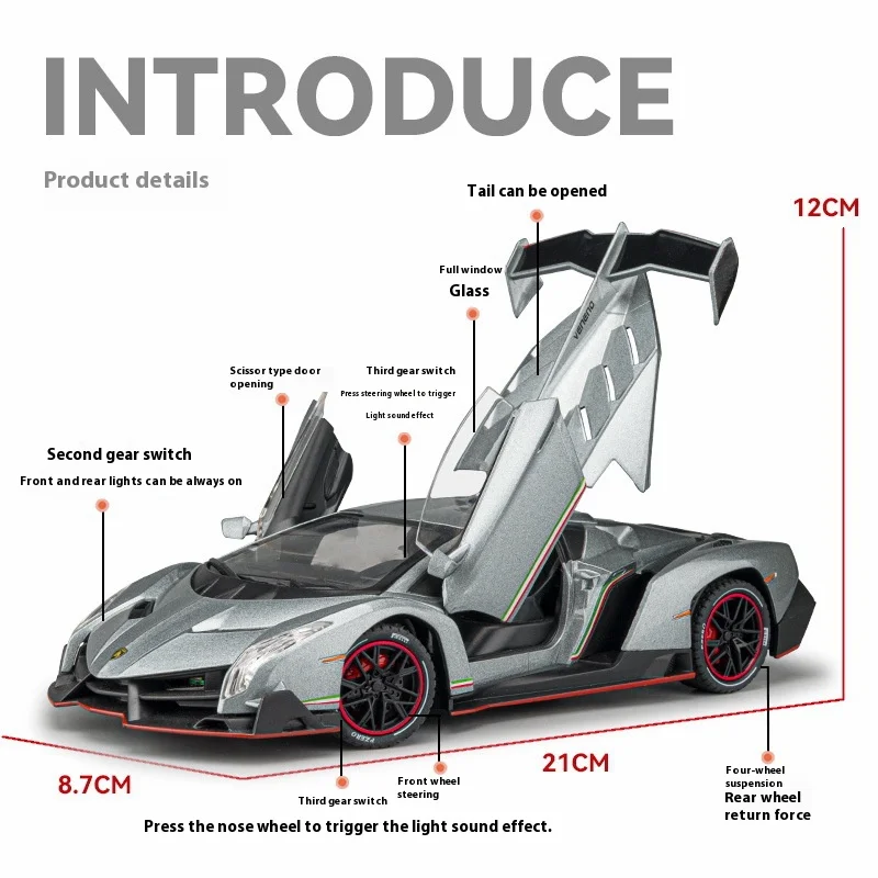 1:24 Lamborghini Veneno Diecast Model 2 1:24 Lamborghini Veneno Diecast Model - Image 2