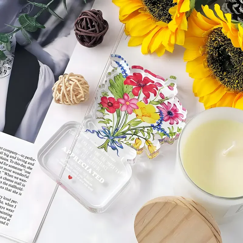 Motivational Acrylic Desk Decor with Floral Design 4 Motivational Acrylic Desk Decor with Floral Design - Image 4