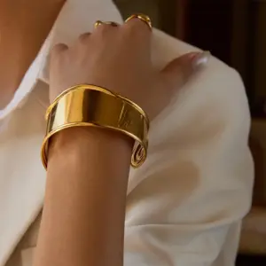 Stainless Steel Gold Wide Cuff Bracelet for Women 8 S40ad866fec6645ff878bf81c8427f0aez