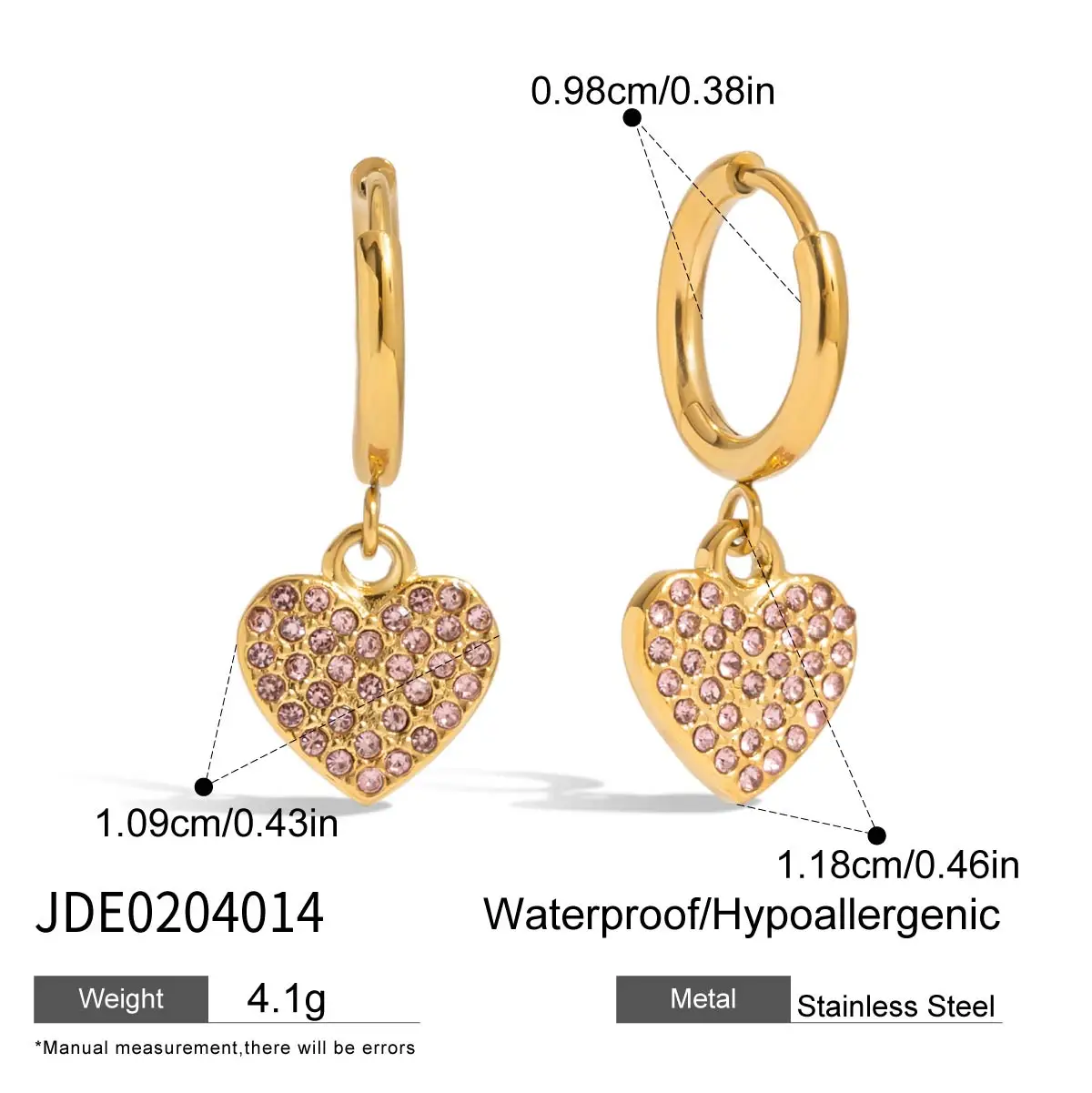Gold-Tone Stainless Steel Heart Earrings 7 Gold-Tone Stainless Steel Heart Earrings - Image 7