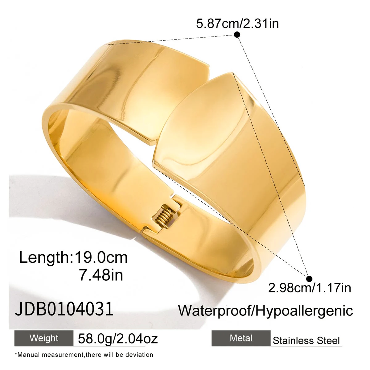 Gold Stainless Steel Geometric Cuff Bracelet for Women 7 Gold Stainless Steel Geometric Cuff Bracelet for Women - Image 7