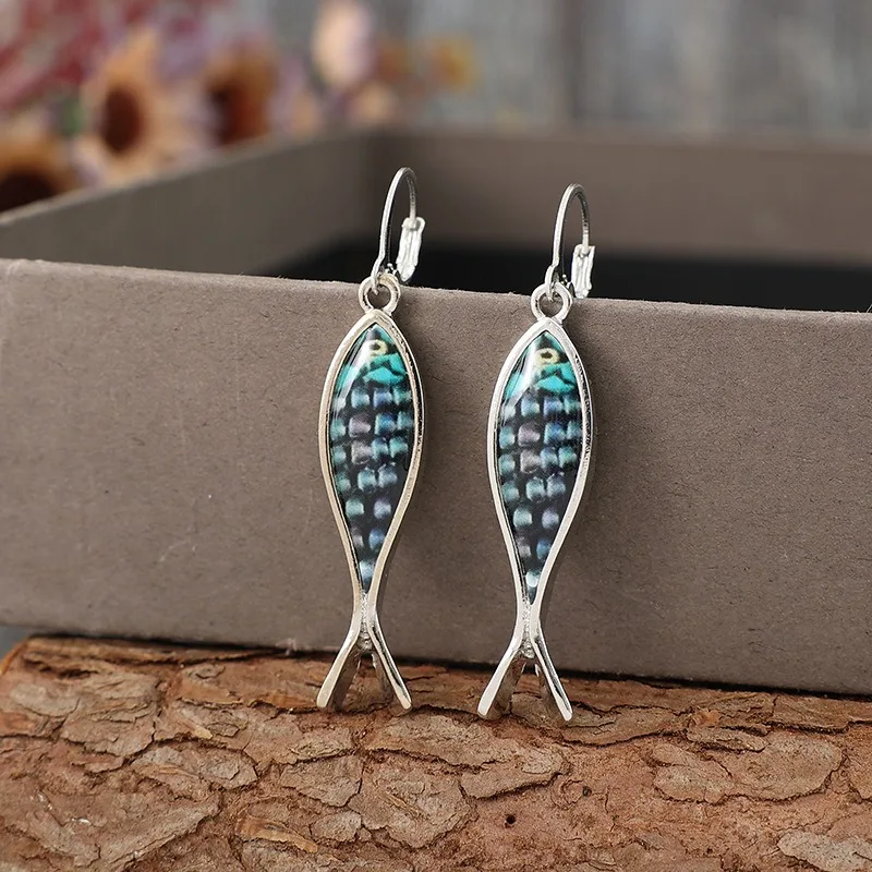 Vintage Fish-Shaped Silver Earrings for Women 2 Vintage Fish-Shaped Silver Earrings for Women - Image 2