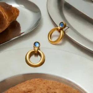 Stainless Steel Blue Zirconia Hoop Earrings 10 S40ff0cf386e548d6b3018d430daa3b5bP