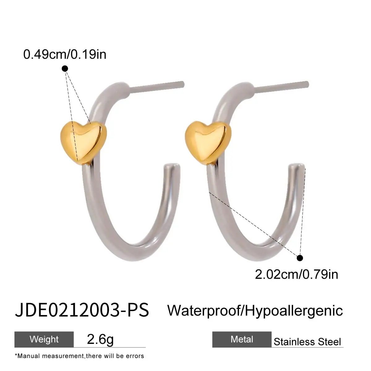 Stainless Steel Heart Hoop Earrings 7 Stainless Steel Heart Hoop Earrings - Image 7