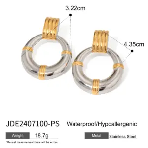 Stainless Steel Double Hoop Earrings 2407100 15 S4118bb68f2df40fc91bace18c23afd08X