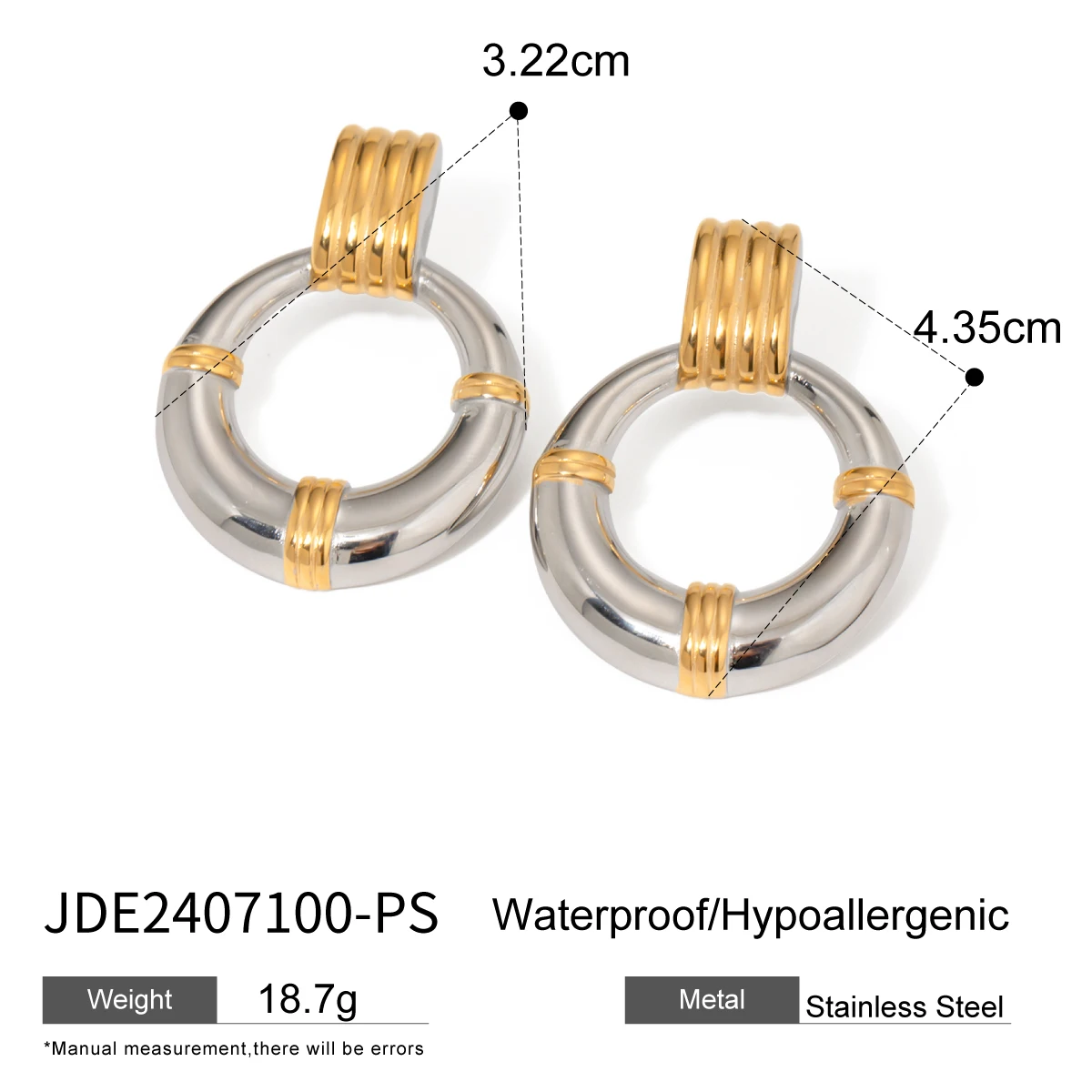Stainless Steel Double Hoop Earrings 2407100 7 Stainless Steel Double Hoop Earrings 2407100 - Image 7