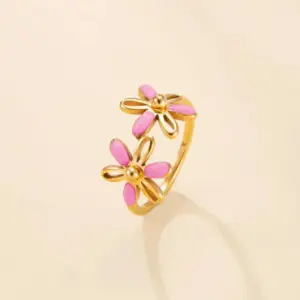 Colorful Floral Enamel Stainless Steel Ring 11 S4140590b197c4d6e8c943219aba379b8e