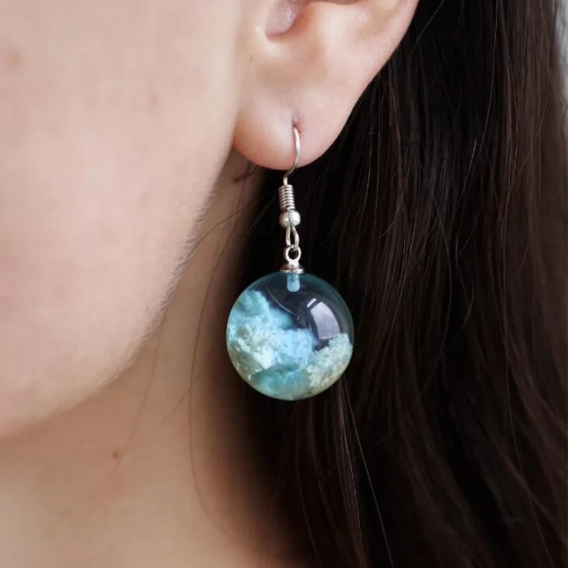 Blue Sky Cloud Pattern Drop Earrings 2 Blue Sky Cloud Pattern Drop Earrings - Image 2