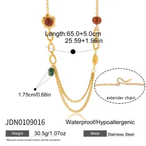 Vintage Gold-Tone Stainless Steel Necklace with Red Agate 13 S41cb699ab8424d4ea8808ceb0e6b7c7d3