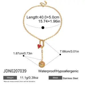 Vibrant Gold Stainless Steel Rainbow Necklace 19 S41d53e78e5b042e69319a7dd7dcb1267V