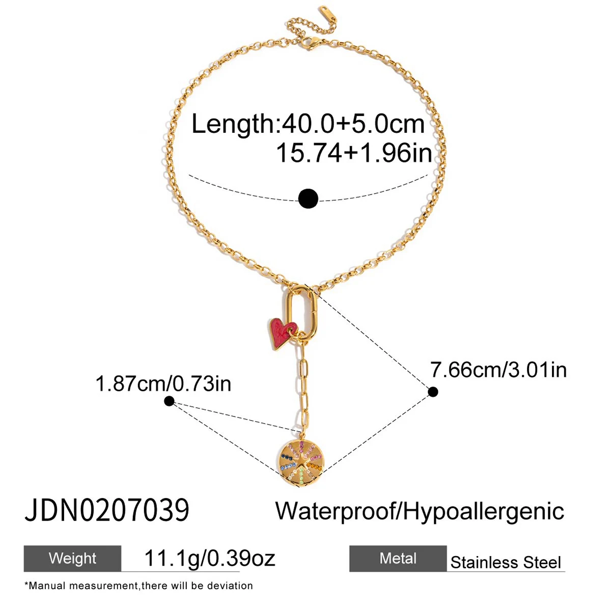 Vibrant Gold Stainless Steel Rainbow Necklace 10 Vibrant Gold Stainless Steel Rainbow Necklace - Image 10