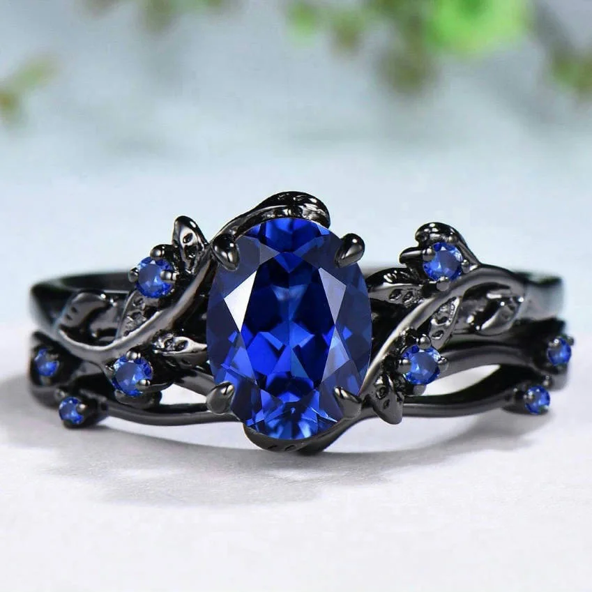 Blue Floral Zircon Women's Ring 5 Blue Floral Zircon Women's Ring - Image 5