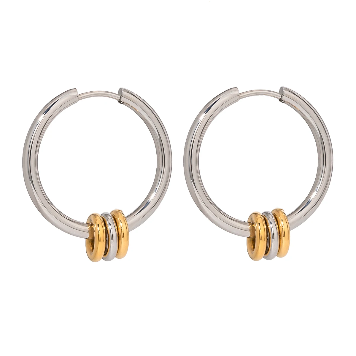 Stainless Steel Gold Hoop Earrings 5 Stainless Steel Gold Hoop Earrings - Image 5