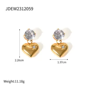 Stainless Steel Heart-Shaped Zircon Earrings 16 S422ba3579e0d4584977190422199ee26P