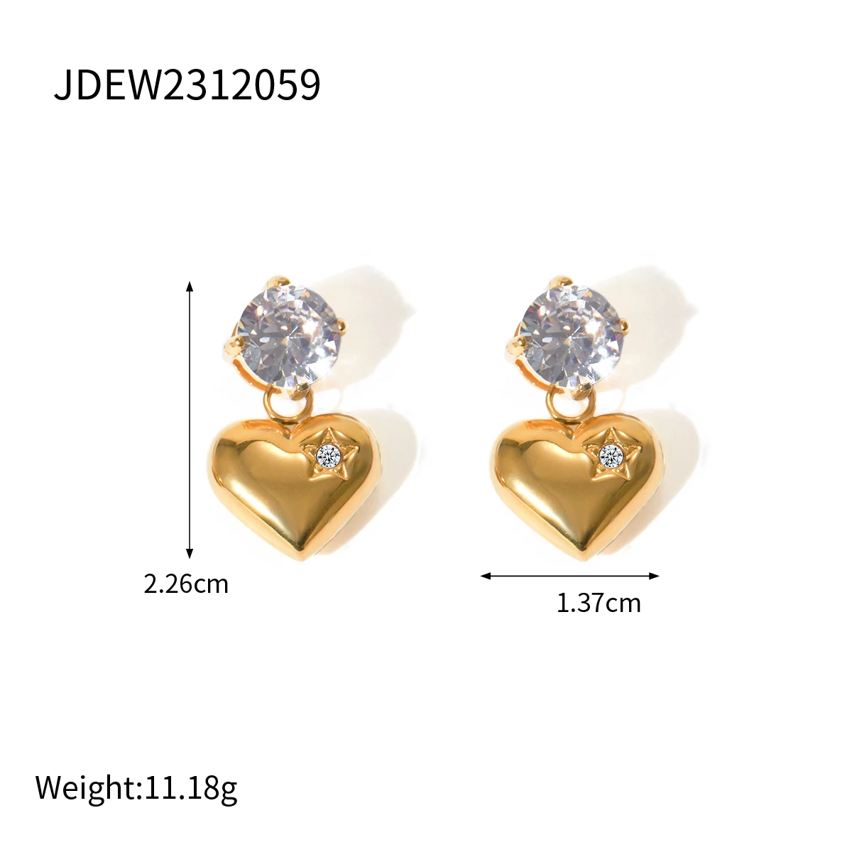 Stainless Steel Heart-Shaped Zircon Earrings 7 Stainless Steel Heart-Shaped Zircon Earrings - Image 7