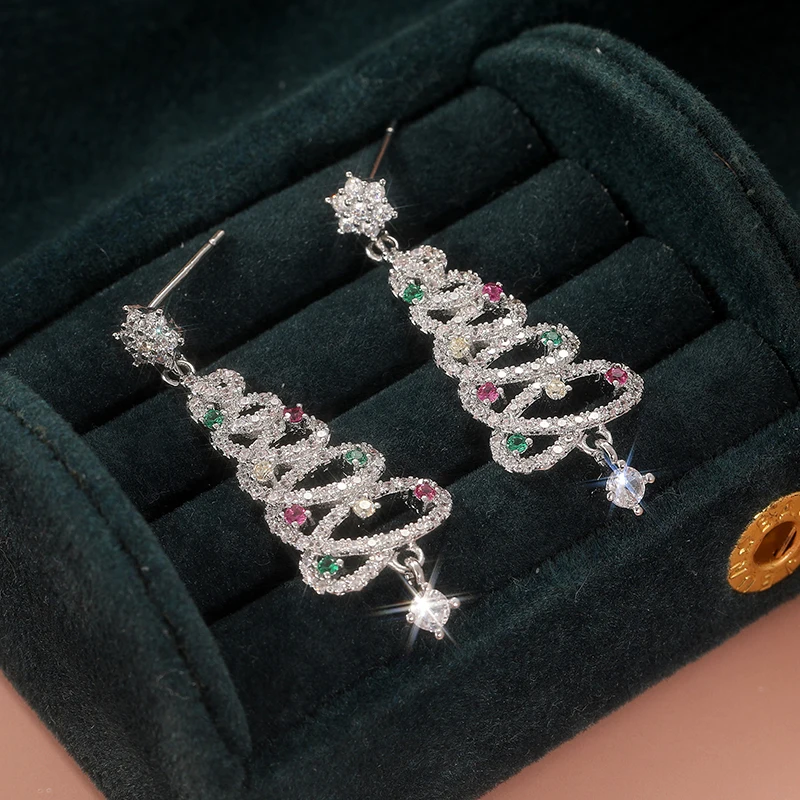 Sparkling Geometric Christmas Tree Earrings 4 Sparkling Geometric Christmas Tree Earrings - Image 4