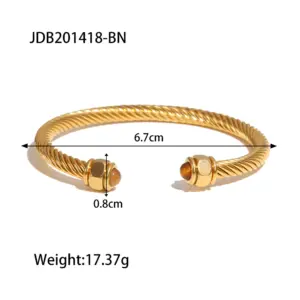 Stainless Steel Gold-Tone Cuff Bracelet for Women 17 S42a257347bf94b7b9377df87012e1d79c