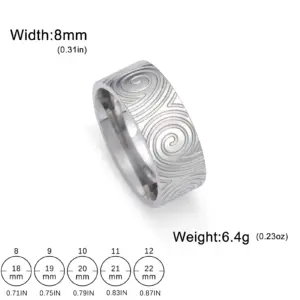 Swirl Engraved Stainless Steel Ring for Men Women 13 S42d59b336eae43f48a4c7f895711460bQ