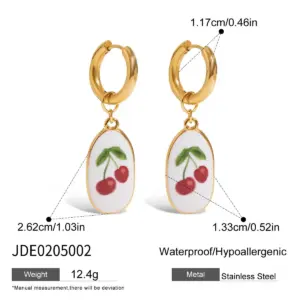 Stainless Steel Cherry Hoop Earrings JDE0205002 14 S43008c0ec9f24f36aeb3f7b53c60882bJ 2