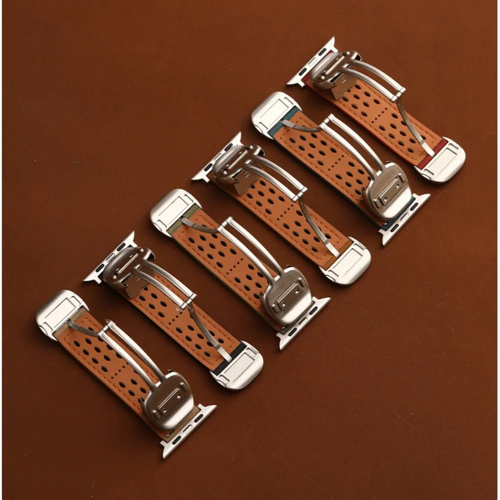 Breathable Leather Strap for Apple Watch Models 5 Breathable Leather Strap for Apple Watch Models - Image 5