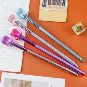 Elegant Floral Gel Pens with Crystal Roses
