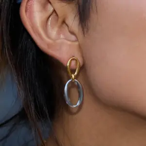 Stainless Steel Two-Tone O-Shaped Earrings 8 S4371cb8eed4b4f92836fdd949110daf3I